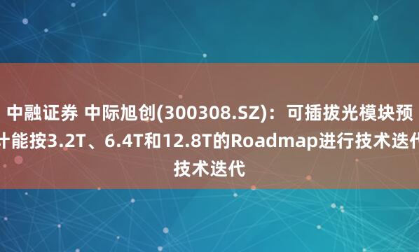 中融证券 中际旭创(300308.SZ)：可插拔光模块预计能按3.2T、6.4T和12.8T的Roadmap进行技术迭代