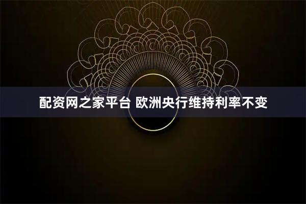 配资网之家平台 欧洲央行维持利率不变